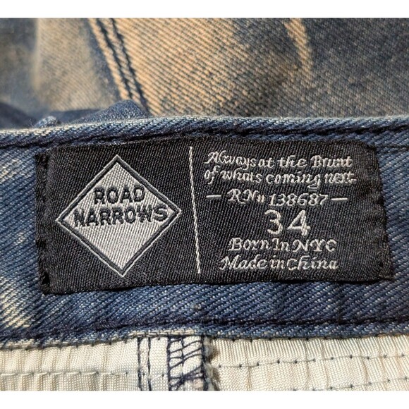NWT Road Narrows Size 34X34 Jeans  Moto Distressed Straight Leg Biker Streetwear - Picture 8 of 12